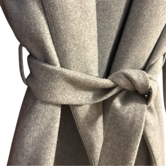 Love Tree Gray Hooded Belted Wrap Coat Minimalist Longline Jacket Size L - Picture 5 of 11